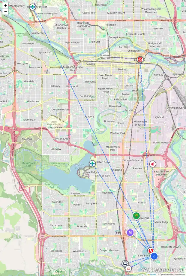 Daily accessibility map for 752 LAKE TWINTREE CR SE, Calgary showing nearby schools, grocery stores, parks, LRT stations and nearby amenities