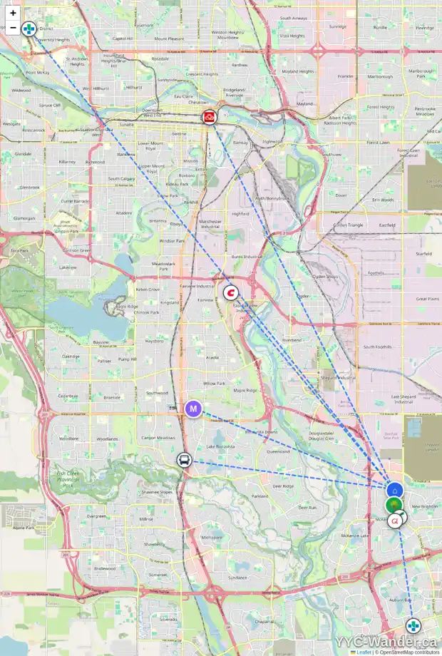Daily accessibility map for 456 PRESTWICK CI SE, Calgary showing nearby schools, grocery stores, parks, LRT stations and nearby amenities