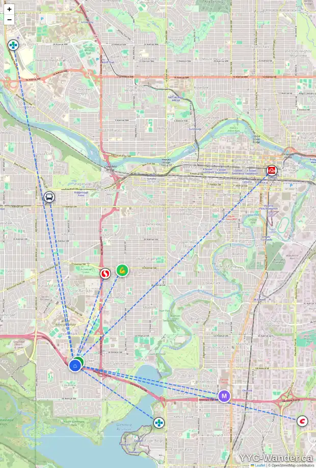 Daily accessibility map for 29 COUTURE CR SW, Calgary showing nearby schools, grocery stores, parks, LRT stations and nearby amenities