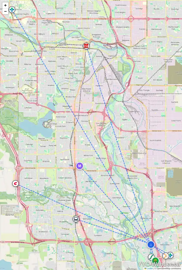 Daily accessibility map for 917 CRANSTON DR SE, Calgary showing nearby schools, grocery stores, parks, LRT stations and nearby amenities