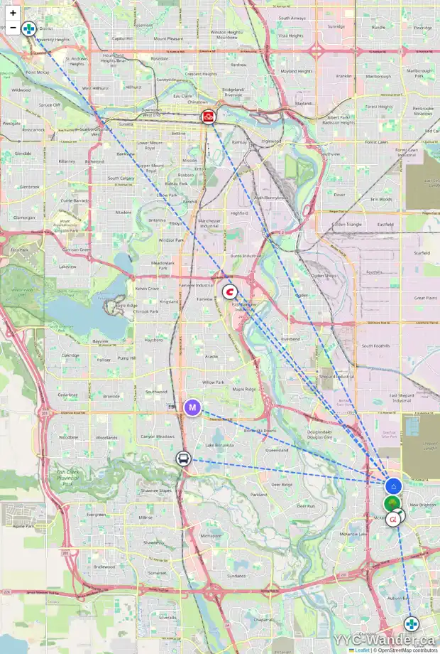 Daily accessibility map for 148 PRESTWICK VI SE, Calgary showing nearby schools, grocery stores, parks, LRT stations and nearby amenities
