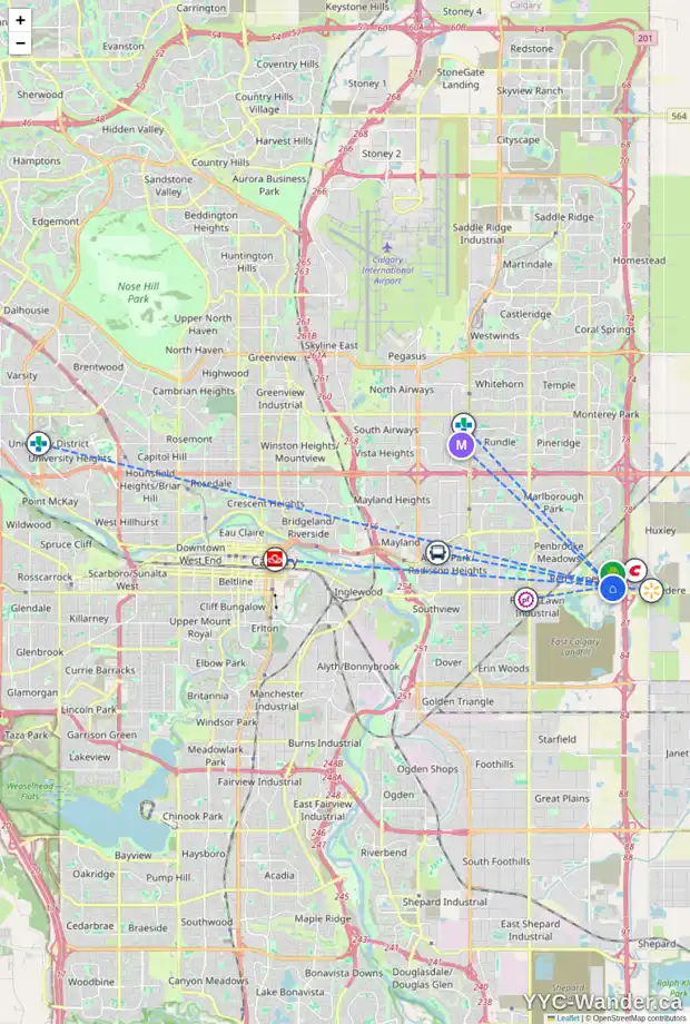 Daily accessibility map for 4202 1620 70 ST SE, Calgary showing nearby schools, grocery stores, parks, LRT stations and nearby amenities