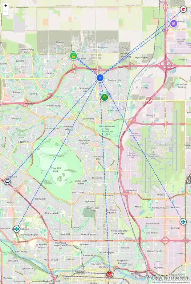 Daily accessibility map for 139 COVEMEADOW CR NE, Calgary showing nearby schools, grocery stores, parks, LRT stations and nearby amenities