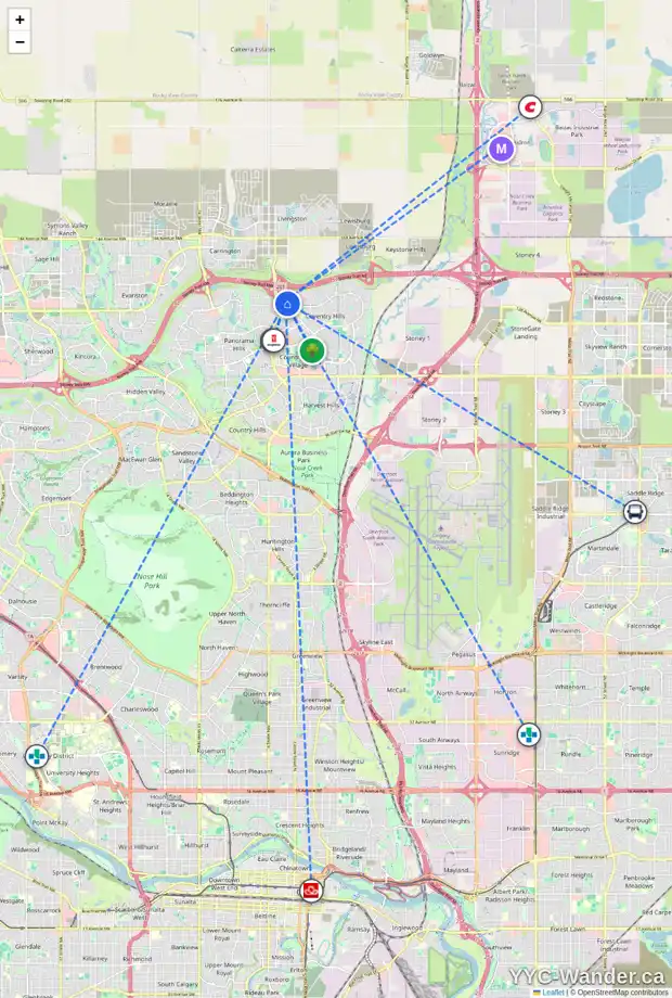 Daily accessibility map for 227 COVEMEADOW CR NE, Calgary showing nearby schools, grocery stores, parks, LRT stations and nearby amenities