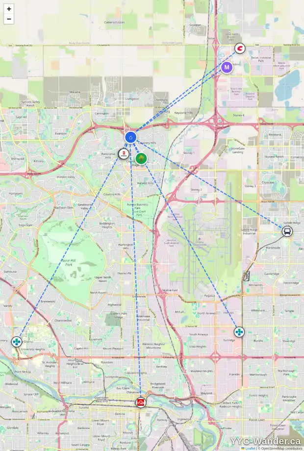Daily accessibility map for 243 COVEMEADOW CR NE, Calgary showing nearby schools, grocery stores, parks, LRT stations and nearby amenities