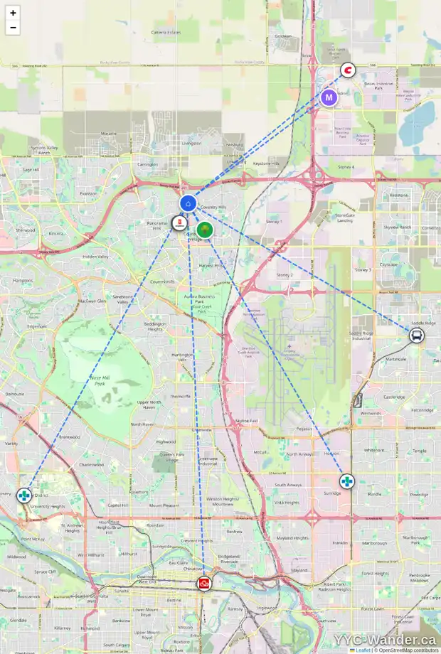 Daily accessibility map for 119 COVEMEADOW CR NE, Calgary showing nearby schools, grocery stores, parks, LRT stations and nearby amenities