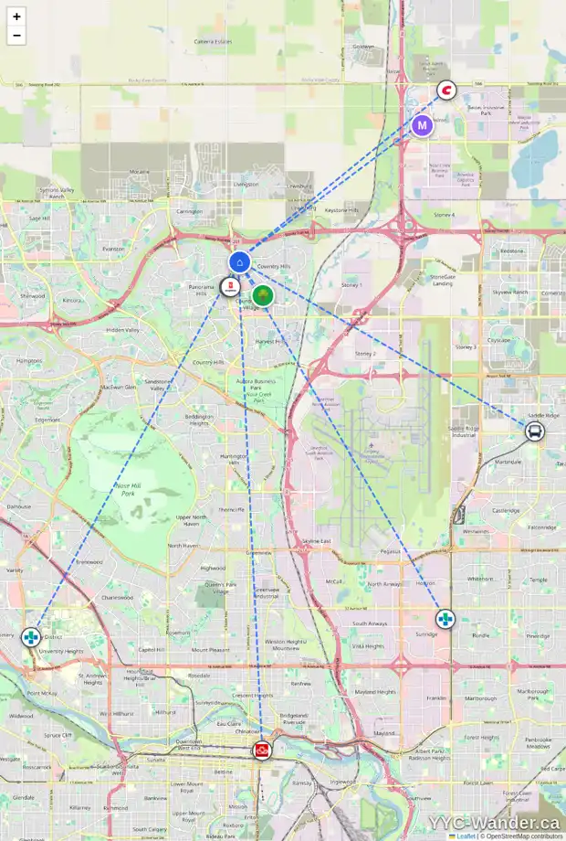 Daily accessibility map for 131 COVEMEADOW CR NE, Calgary showing nearby schools, grocery stores, parks, LRT stations and nearby amenities