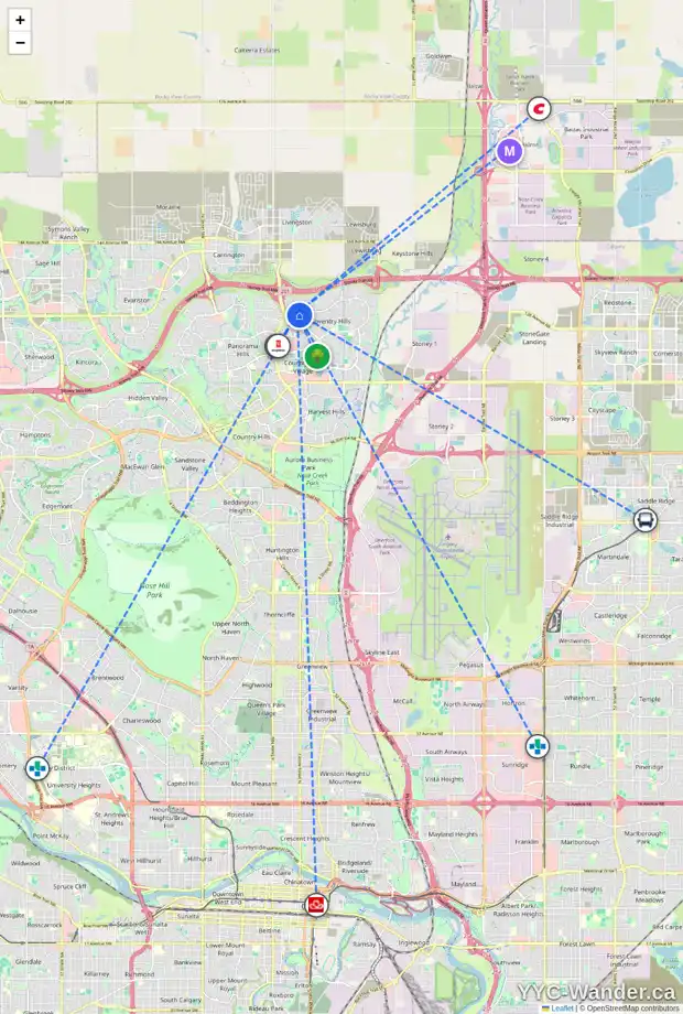 Daily accessibility map for 31 COVEMEADOW CR NE, Calgary showing nearby schools, grocery stores, parks, LRT stations and nearby amenities