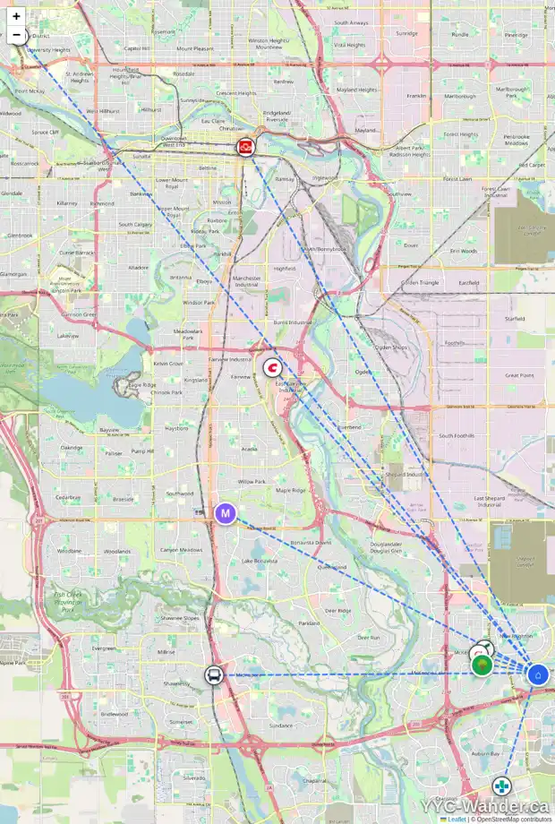 Daily accessibility map for 28 COPPERFIELD MR SE, Calgary showing nearby schools, grocery stores, parks, LRT stations and nearby amenities