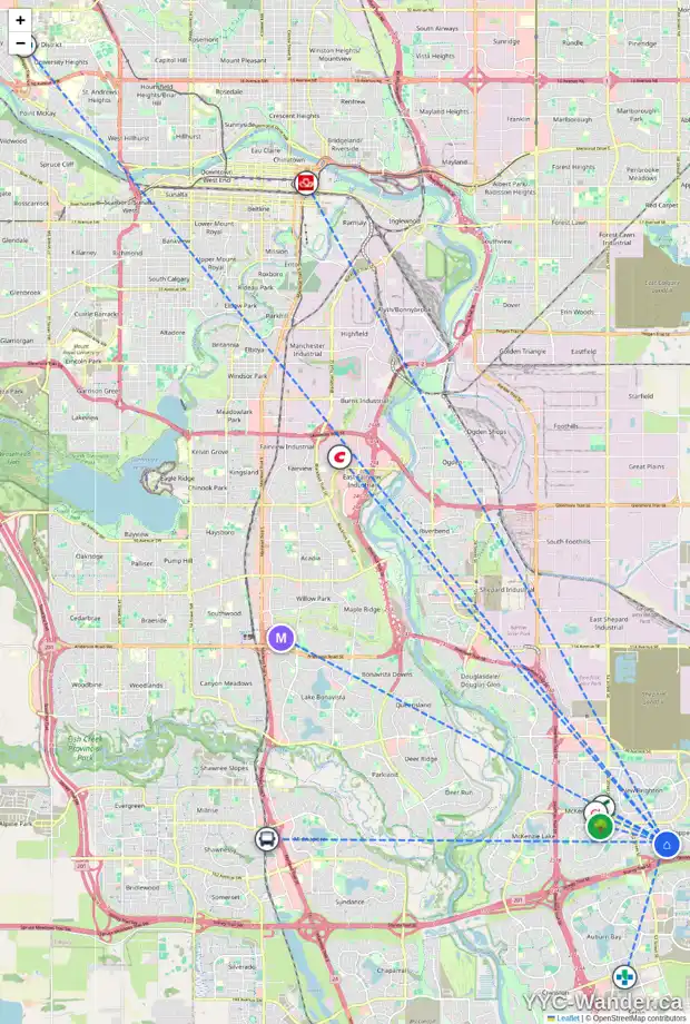 Daily accessibility map for 225 COPPERFIELD MR SE, Calgary showing nearby schools, grocery stores, parks, LRT stations and nearby amenities