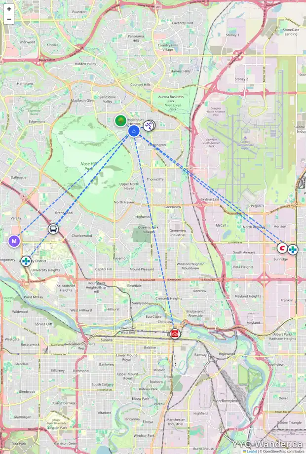 Daily accessibility map for 488 BERKLEY CR NW, Calgary showing nearby schools, grocery stores, parks, LRT stations and nearby amenities