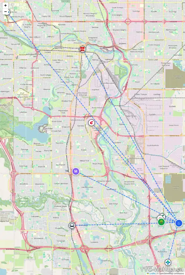Daily accessibility map for 28 COPPERFIELD HE SE, Calgary showing nearby schools, grocery stores, parks, LRT stations and nearby amenities