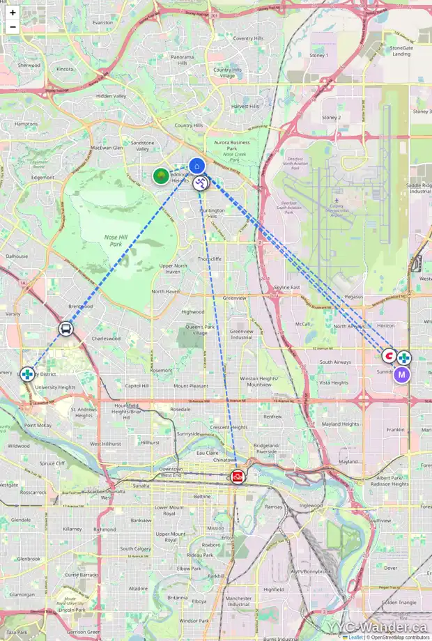 Daily accessibility map for 155 BERMUDA DR NW, Calgary showing nearby schools, grocery stores, parks, LRT stations and nearby amenities