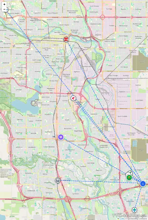 Daily accessibility map for 192 COPPERFIELD LN SE, Calgary showing nearby schools, grocery stores, parks, LRT stations and nearby amenities