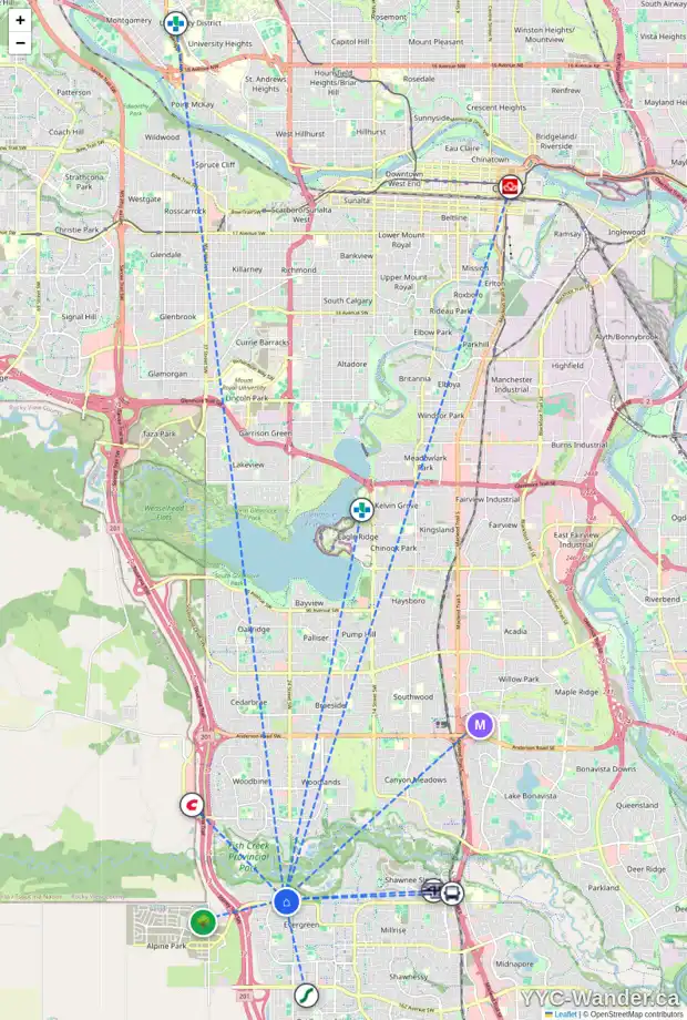 Daily accessibility map for 1317 2518 FISH CREEK BV SW, Calgary showing nearby schools, grocery stores, parks, LRT stations and nearby amenities