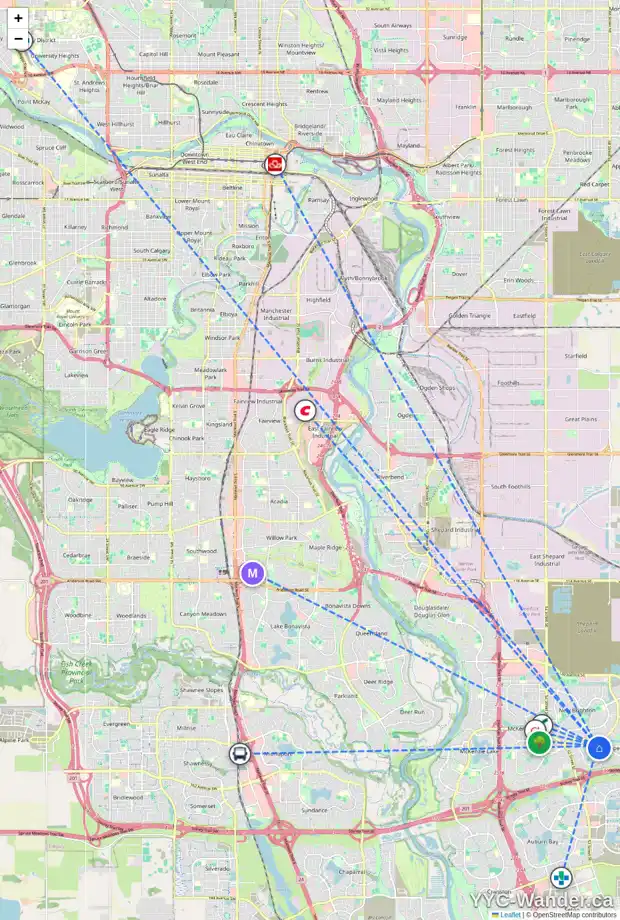Daily accessibility map for 75 COPPERFIELD TC SE, Calgary showing nearby schools, grocery stores, parks, LRT stations and nearby amenities