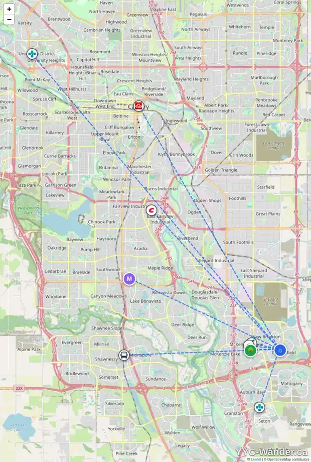Daily accessibility map for 59 COPPERFIELD PT SE, Calgary showing nearby schools, grocery stores, parks, LRT stations and nearby amenities