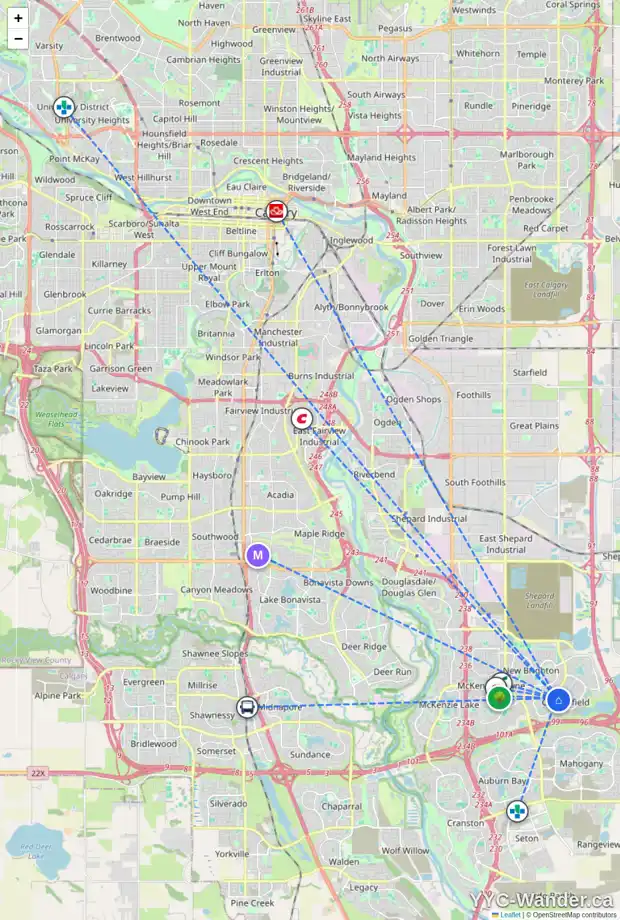 Daily accessibility map for 17 COPPERFIELD PT SE, Calgary showing nearby schools, grocery stores, parks, LRT stations and nearby amenities