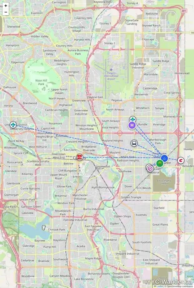Daily accessibility map for 244 PENBROOKE CL SE, Calgary showing nearby schools, grocery stores, parks, LRT stations and nearby amenities