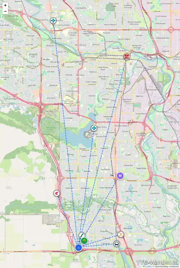 Daily accessibility map for 123 BRIDLE ESTATES ME SW, Calgary showing nearby schools, grocery stores, parks, LRT stations and nearby amenities