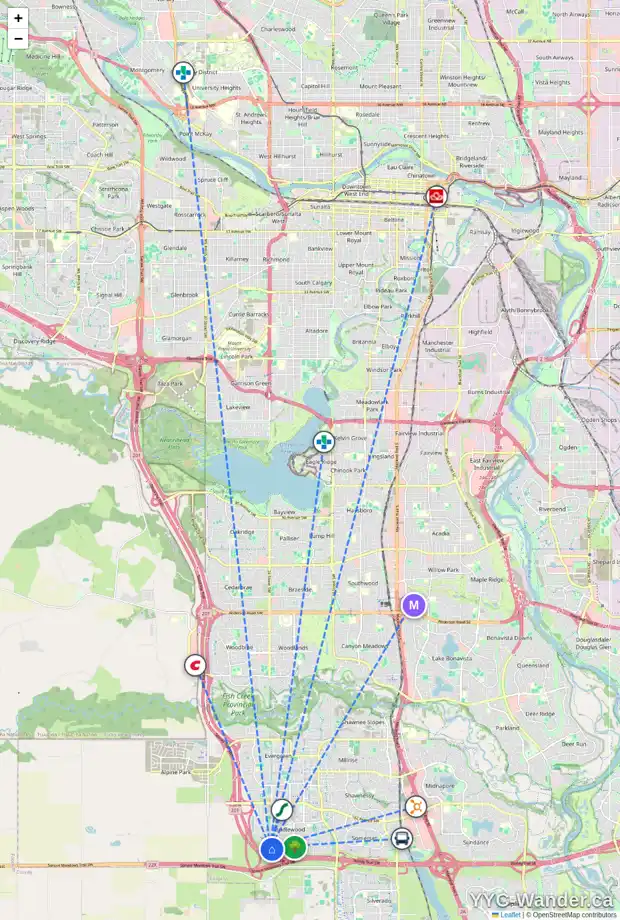 Daily accessibility map for 147 BRIDLE ESTATES ME SW, Calgary showing nearby schools, grocery stores, parks, LRT stations and nearby amenities