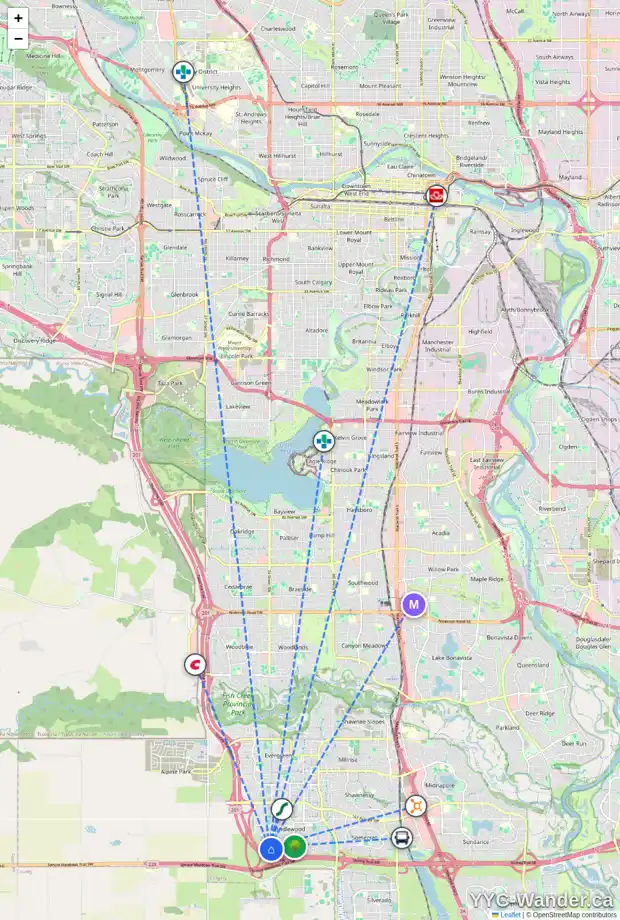 Daily accessibility map for 159 BRIDLE ESTATES ME SW, Calgary showing nearby schools, grocery stores, parks, LRT stations and nearby amenities