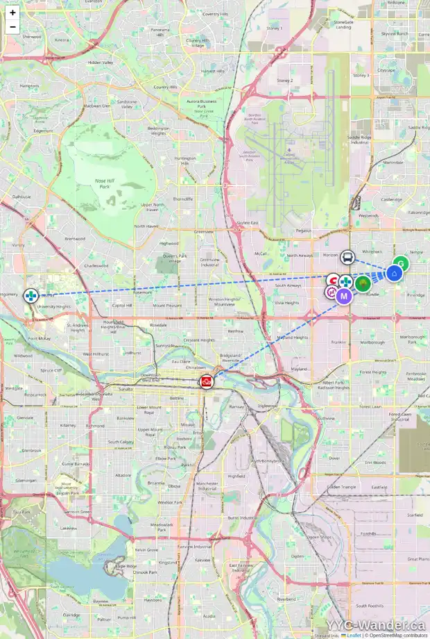 Daily accessibility map for 5063 WHITESTONE RD NE, Calgary showing nearby schools, grocery stores, parks, LRT stations and nearby amenities
