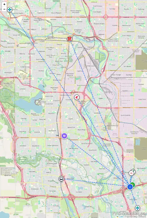 Daily accessibility map for 339 ELGIN PL SE, Calgary showing nearby schools, grocery stores, parks, LRT stations and nearby amenities