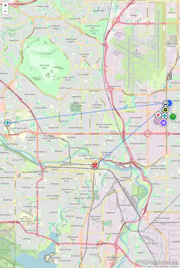 Daily accessibility map for 48 WHITAKER CL NE, Calgary showing nearby schools, grocery stores, parks, LRT stations and nearby amenities