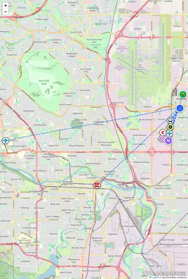 Daily accessibility map for 11 WHITLOW CR NE, Calgary showing nearby schools, grocery stores, parks, LRT stations and nearby amenities