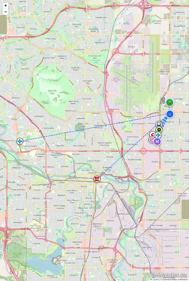 Daily accessibility map for 77 WHITLOW CR NE, Calgary showing nearby schools, grocery stores, parks, LRT stations and nearby amenities