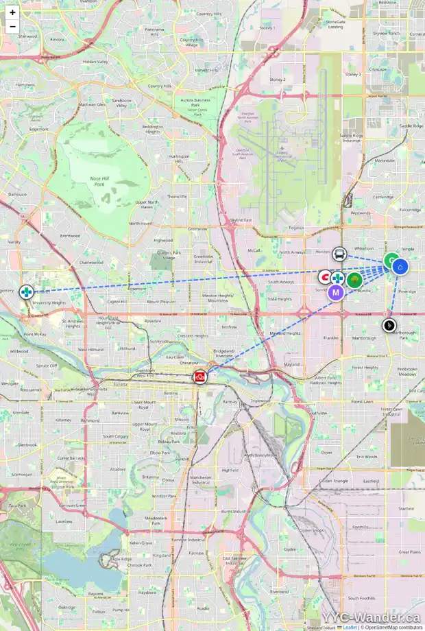 Daily accessibility map for 379 TEMPLESIDE CI NE, Calgary showing nearby schools, grocery stores, parks, LRT stations and nearby amenities