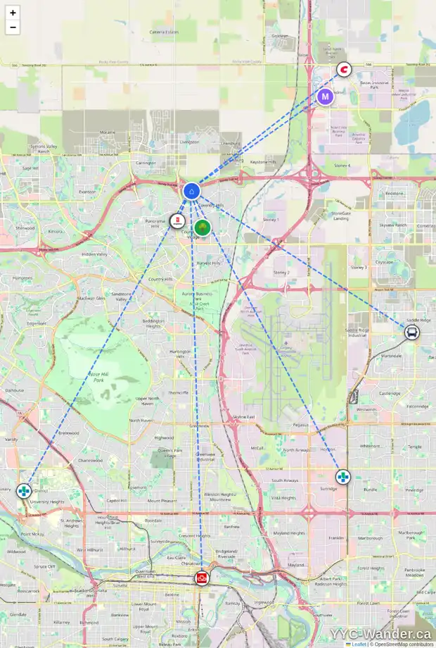 Daily accessibility map for 123 COVEMEADOW CO NE, Calgary showing nearby schools, grocery stores, parks, LRT stations and nearby amenities