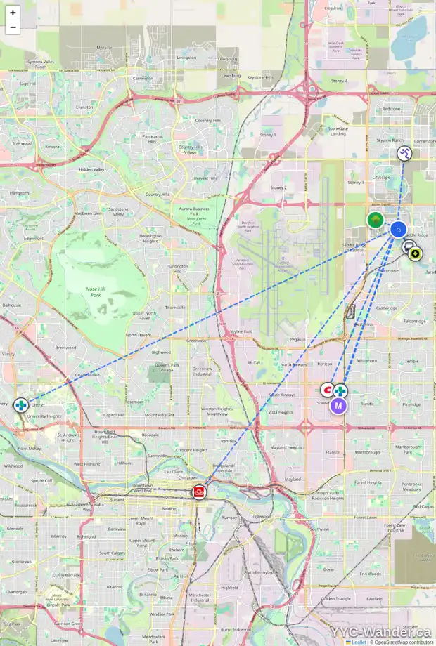 Daily accessibility map for 125 SADDLETREE CL NE, Calgary showing nearby schools, grocery stores, parks, LRT stations and nearby amenities