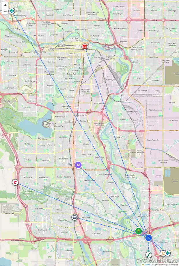 Daily accessibility map for 59 CRAMOND GR SE, Calgary showing nearby schools, grocery stores, parks, LRT stations and nearby amenities