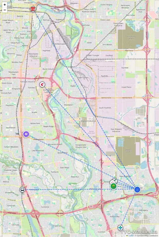 Daily accessibility map for 940 COPPERFIELD BV SE, Calgary showing nearby schools, grocery stores, parks, LRT stations and nearby amenities