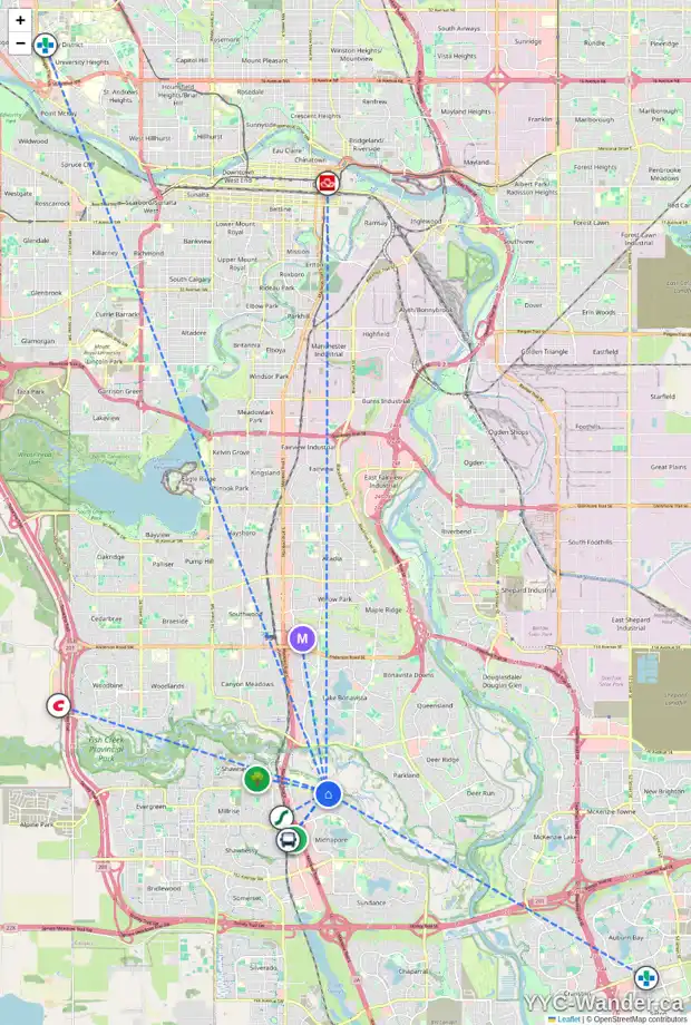 Daily accessibility map for 250 MIDRIDGE PL SE, Calgary showing nearby schools, grocery stores, parks, LRT stations and nearby amenities