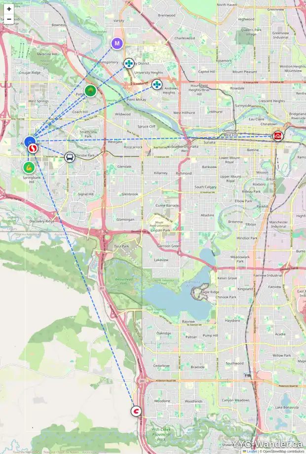 Daily accessibility map for 139 ASPEN STONE TC SW, Calgary showing nearby schools, grocery stores, parks, LRT stations and nearby amenities