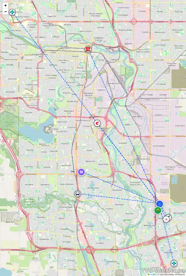 Daily accessibility map for 169 PRESTWICK CL SE, Calgary showing nearby schools, grocery stores, parks, LRT stations and nearby amenities