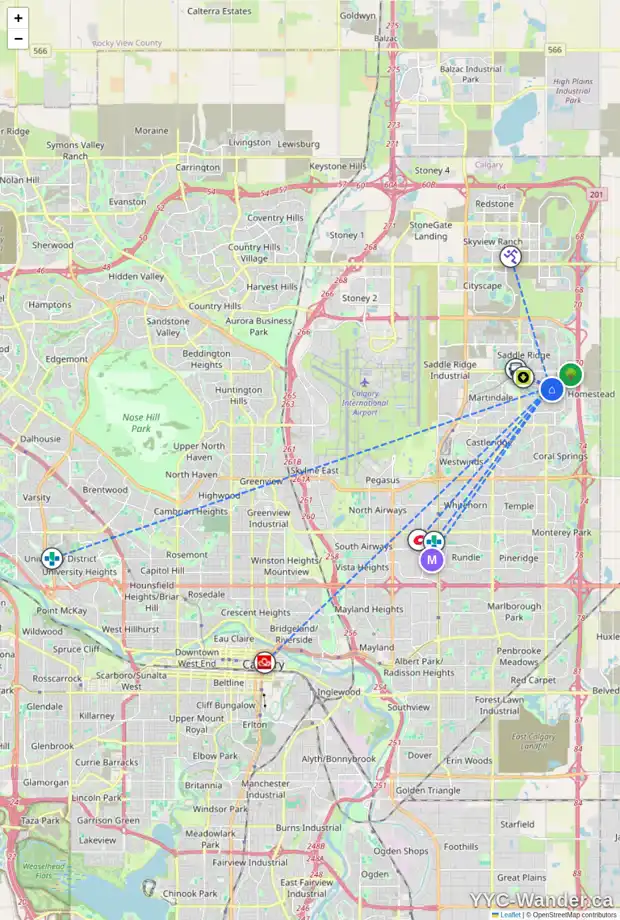 Daily accessibility map for 298 TARAVISTA DR NE, Calgary showing nearby schools, grocery stores, parks, LRT stations and nearby amenities