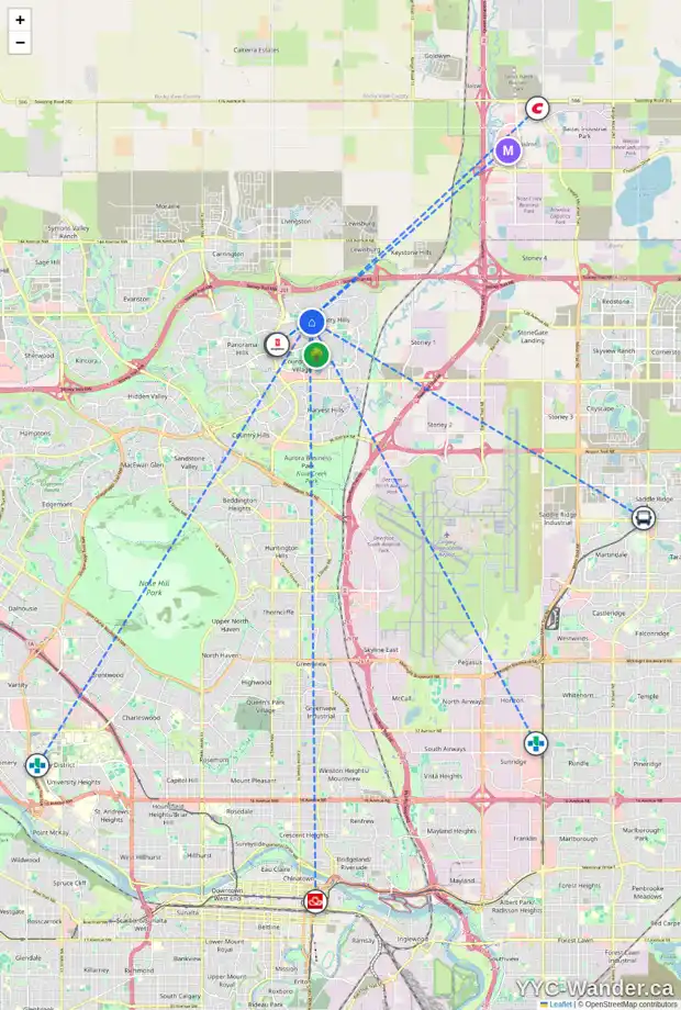 Daily accessibility map for 168 COVEPARK GR NE, Calgary showing nearby schools, grocery stores, parks, LRT stations and nearby amenities