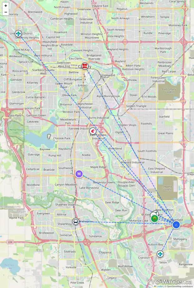 Daily accessibility map for 242 COPPERSTONE GV SE, Calgary showing nearby schools, grocery stores, parks, LRT stations and nearby amenities