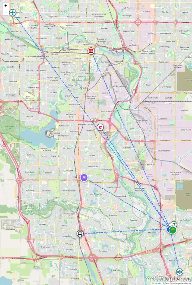 Daily accessibility map for 1112 48 INVERNESS GA SE, Calgary showing nearby schools, grocery stores, parks, LRT stations and nearby amenities