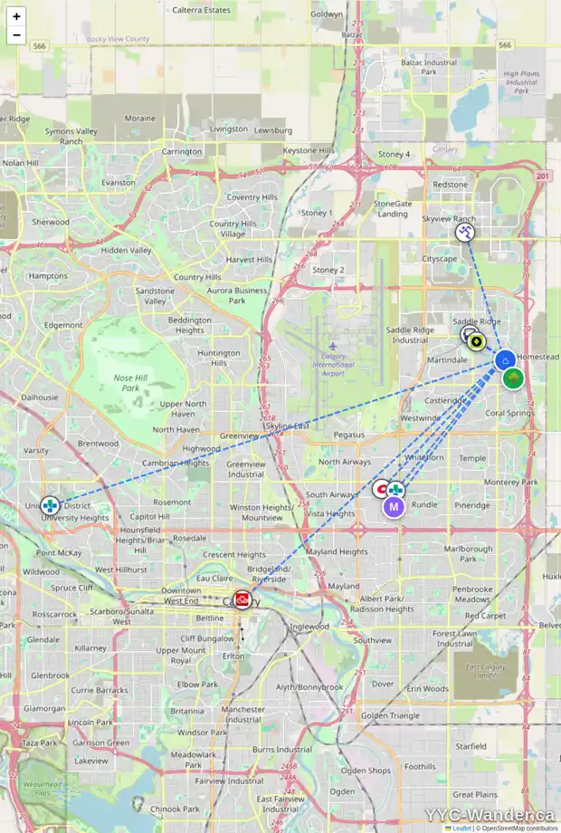 Daily accessibility map for 192 TARALAKE CR NE, Calgary showing nearby schools, grocery stores, parks, LRT stations and nearby amenities
