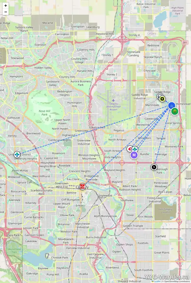 Daily accessibility map for 179 TARALAKE CR NE, Calgary showing nearby schools, grocery stores, parks, LRT stations and nearby amenities
