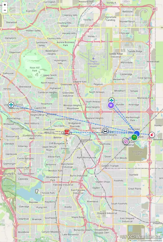 Daily accessibility map for 127 PENBROOKE CL SE, Calgary showing nearby schools, grocery stores, parks, LRT stations and nearby amenities