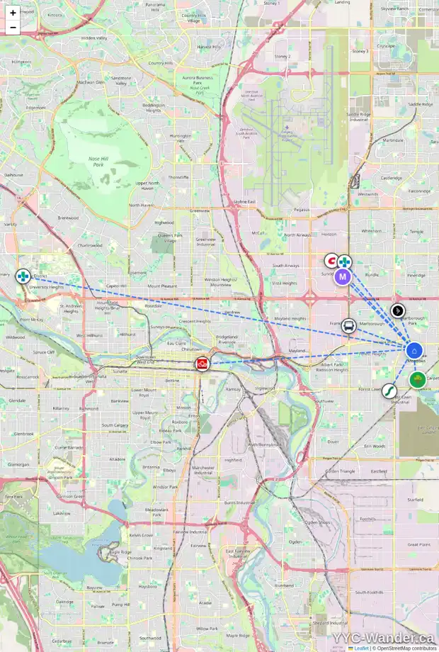 Daily accessibility map for 331 PENWORTH WY SE, Calgary showing nearby schools, grocery stores, parks, LRT stations and nearby amenities