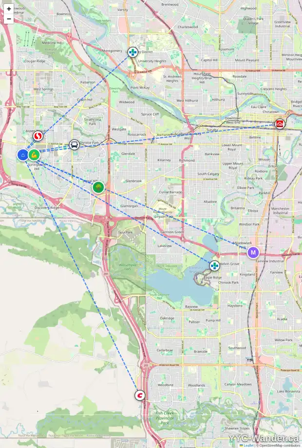 Daily accessibility map for 137 CORTINA BA SW, Calgary showing nearby schools, grocery stores, parks, LRT stations and nearby amenities