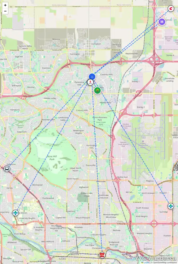 Daily accessibility map for 112 COVEHAVEN TC NE, Calgary showing nearby schools, grocery stores, parks, LRT stations and nearby amenities