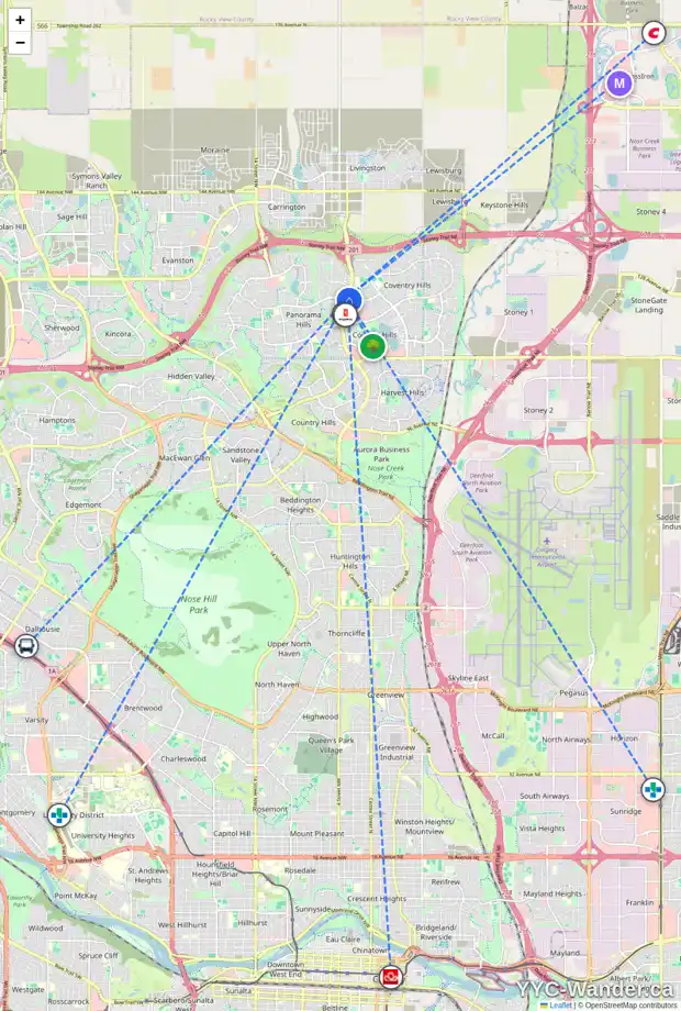 Daily accessibility map for 164 COVEHAVEN TC NE, Calgary showing nearby schools, grocery stores, parks, LRT stations and nearby amenities